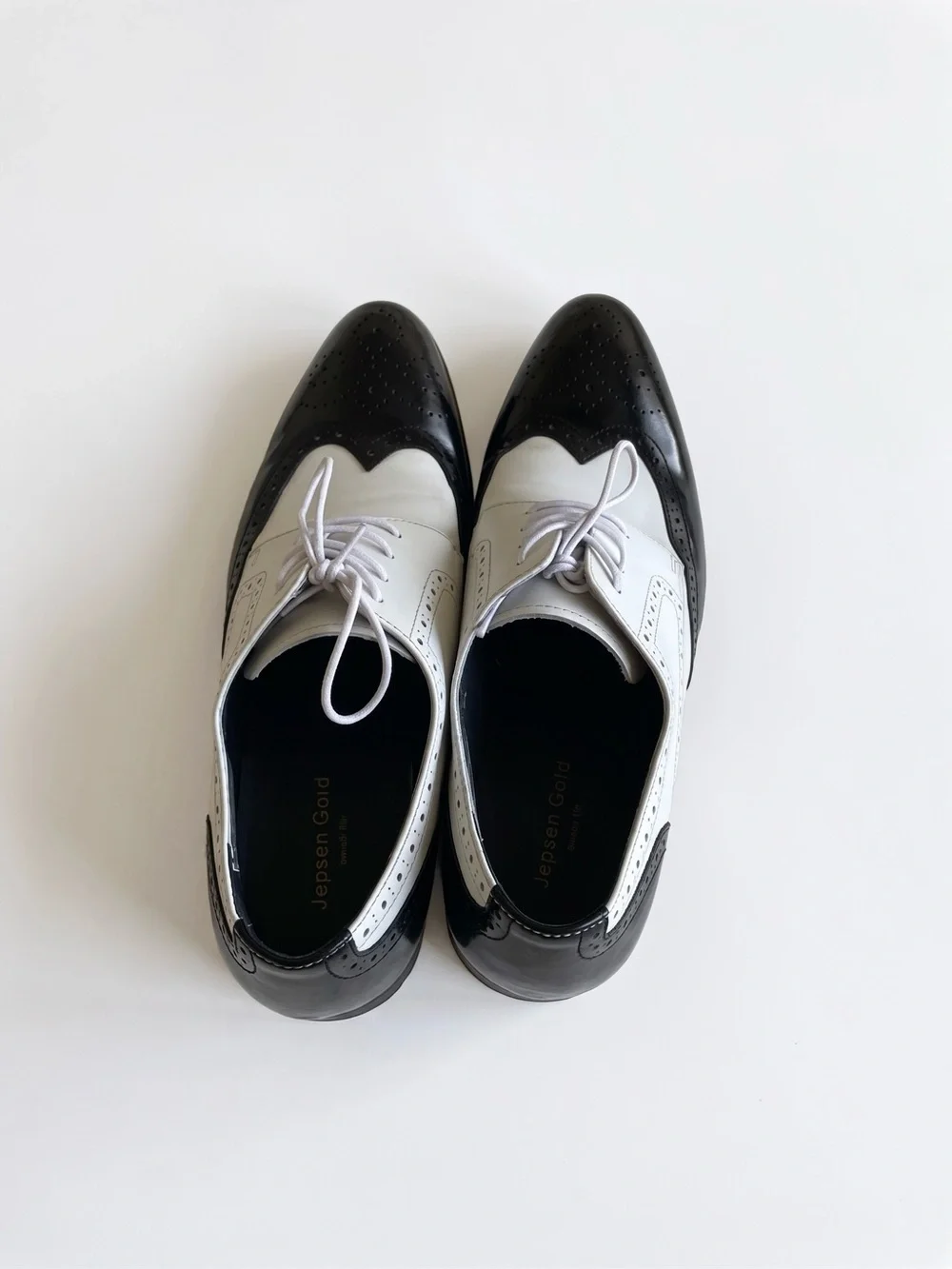 Two-Tone Black and White Wingtip Dress Shoes